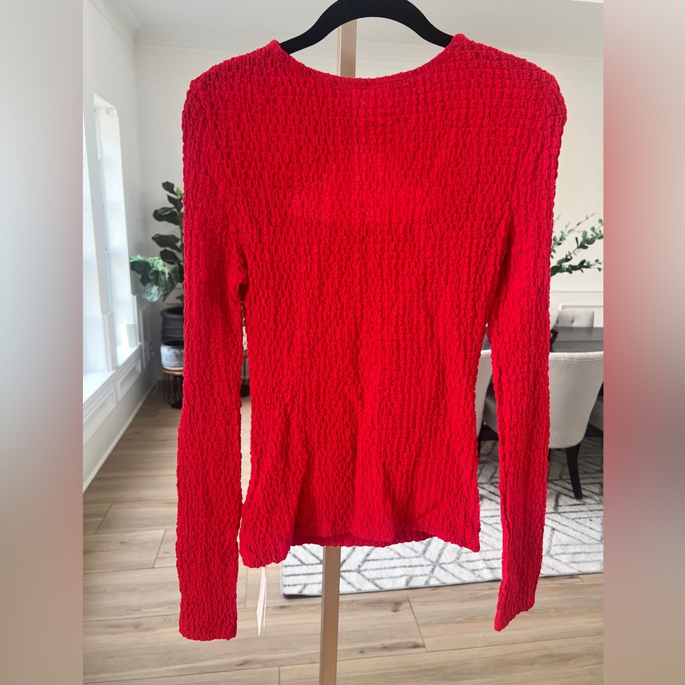 COMMENSE Textured Ring Detail Top — Size Small (NWT)